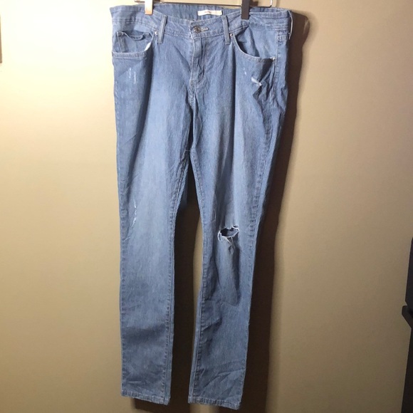 Levi’s pinstripe distressed 711 skinny jeans - Picture 2 of 7